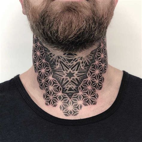 mandala throat tattoos